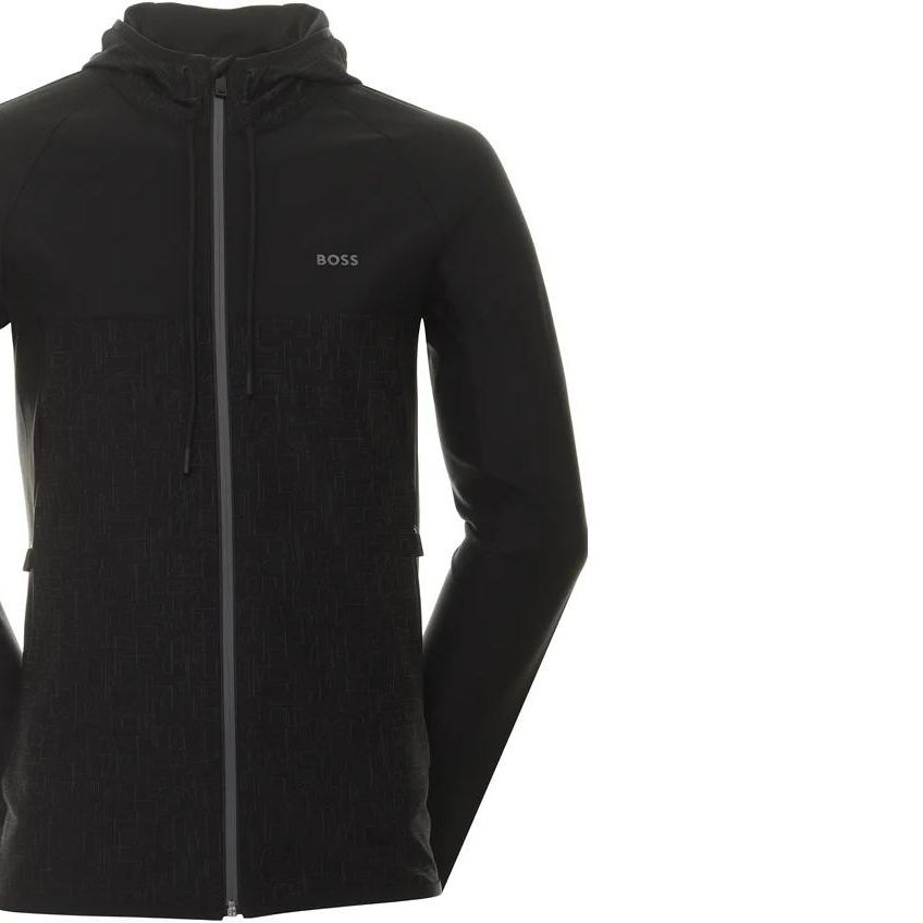 Shop HUGO BOSS 黑色字母印花衛衣 50493465-001