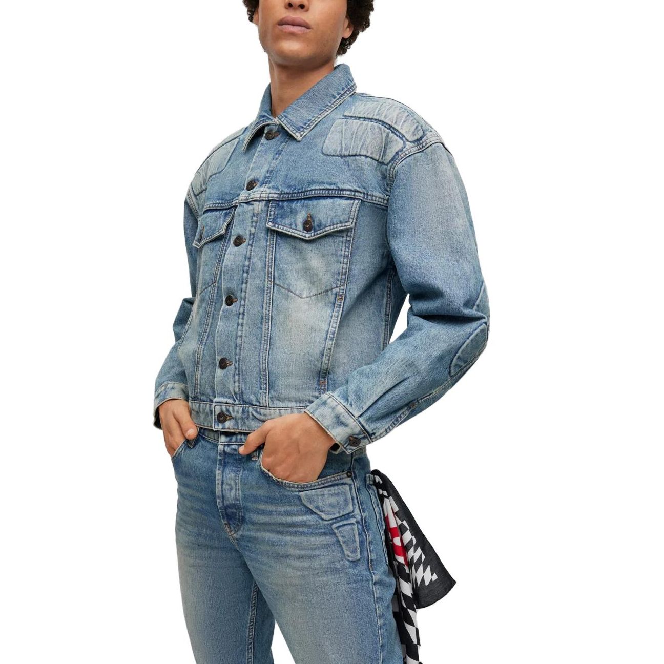 HUGO BOSS  Light Blue Denim Jacket Single-Breasted Short Collar Design 50496518-449 圖 4
