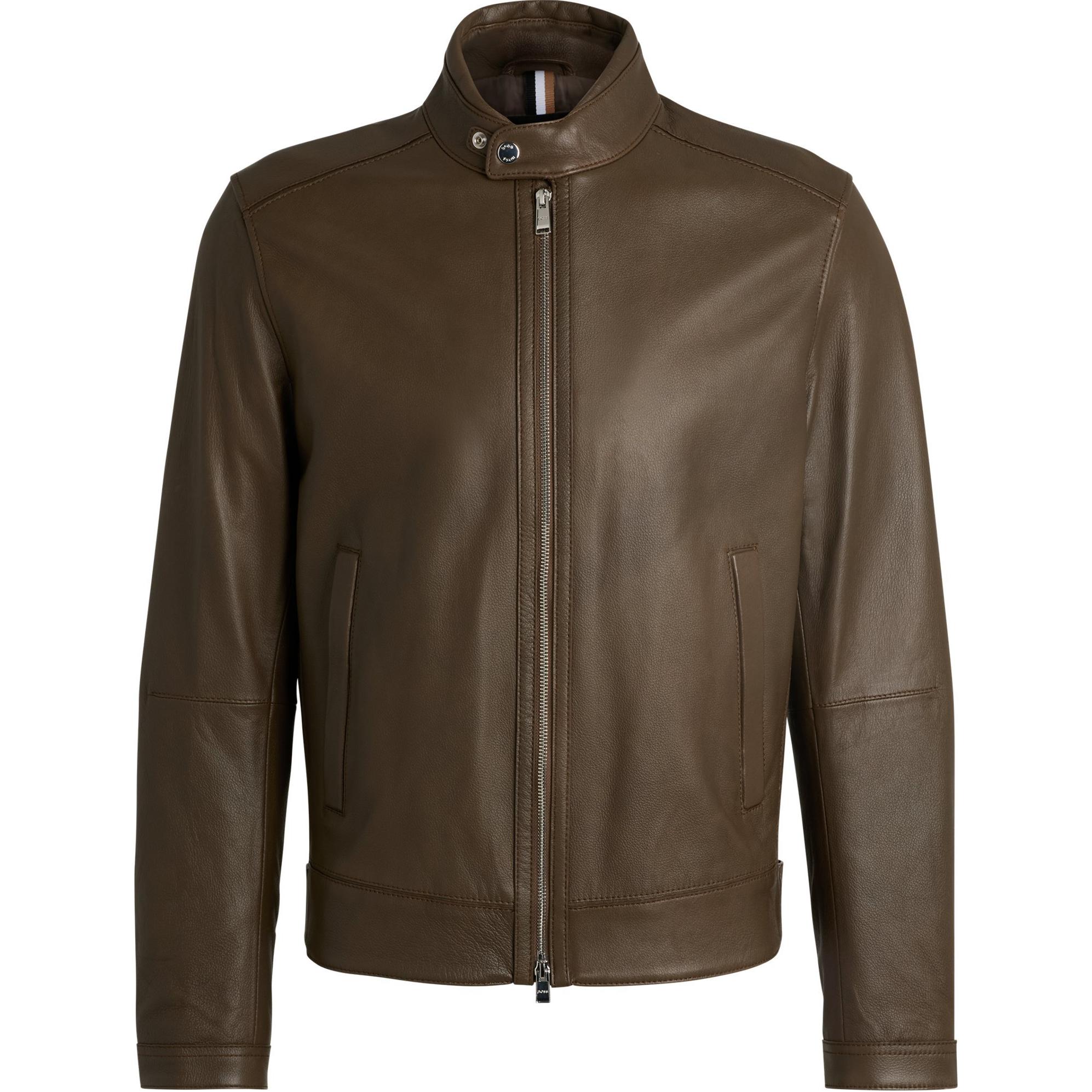 Order HUGO BOSS 淺綠色粒面皮革立領皮衣 50518906-361