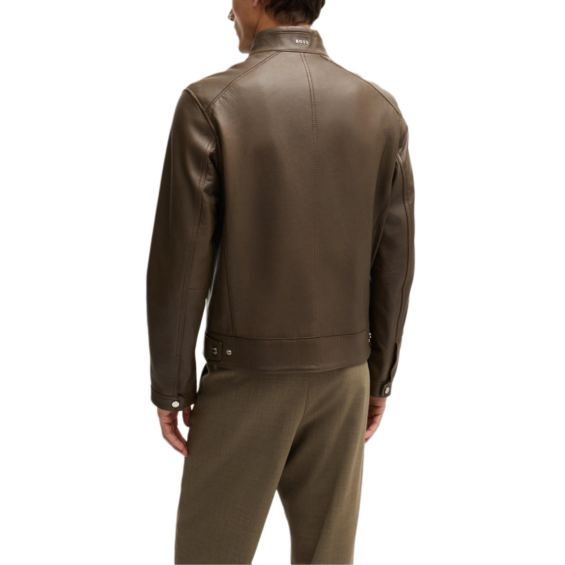 Details for HUGO BOSS 淺綠色粒面皮革立領皮衣 50518906-361