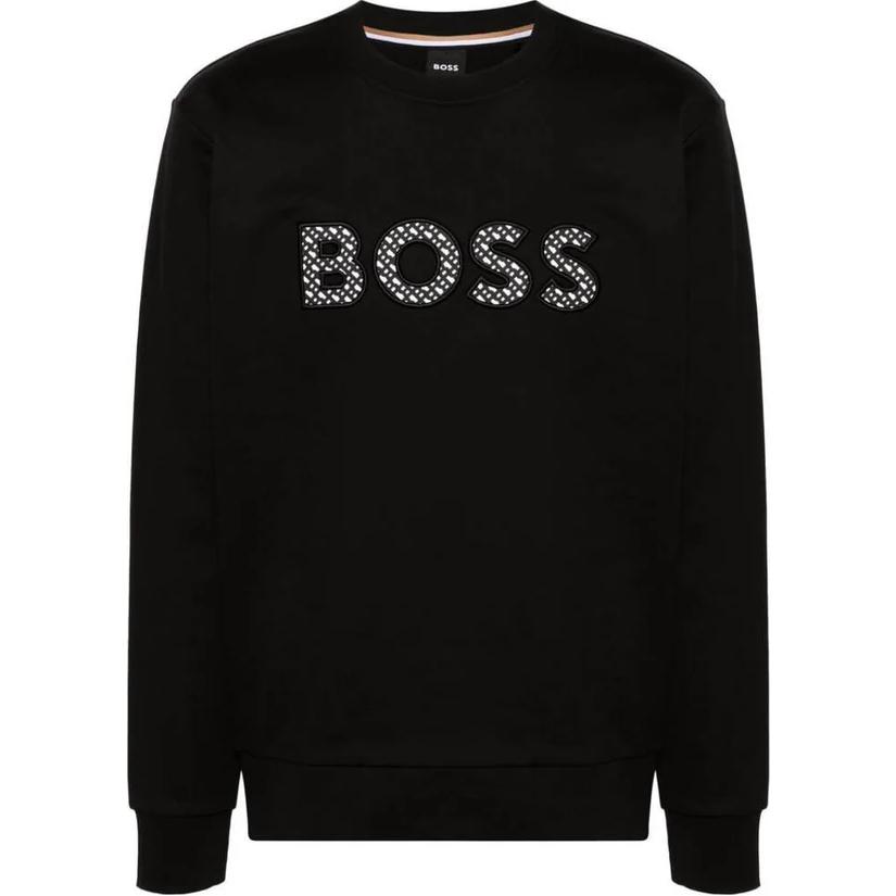 HUGO BOSS  Logo Crewneck Sweatshirt Black Long Sleeve. 50521117-001