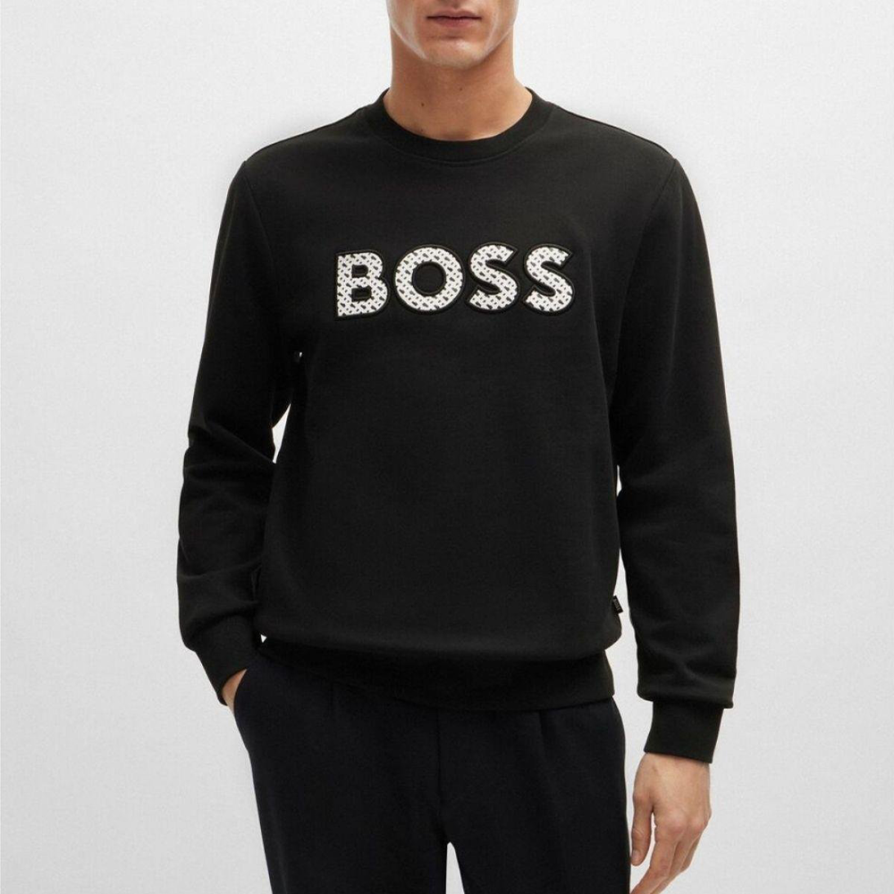 Lookbook HUGO BOSS  Logo Crewneck Sweatshirt Black Long Sleeve. 50521117-001