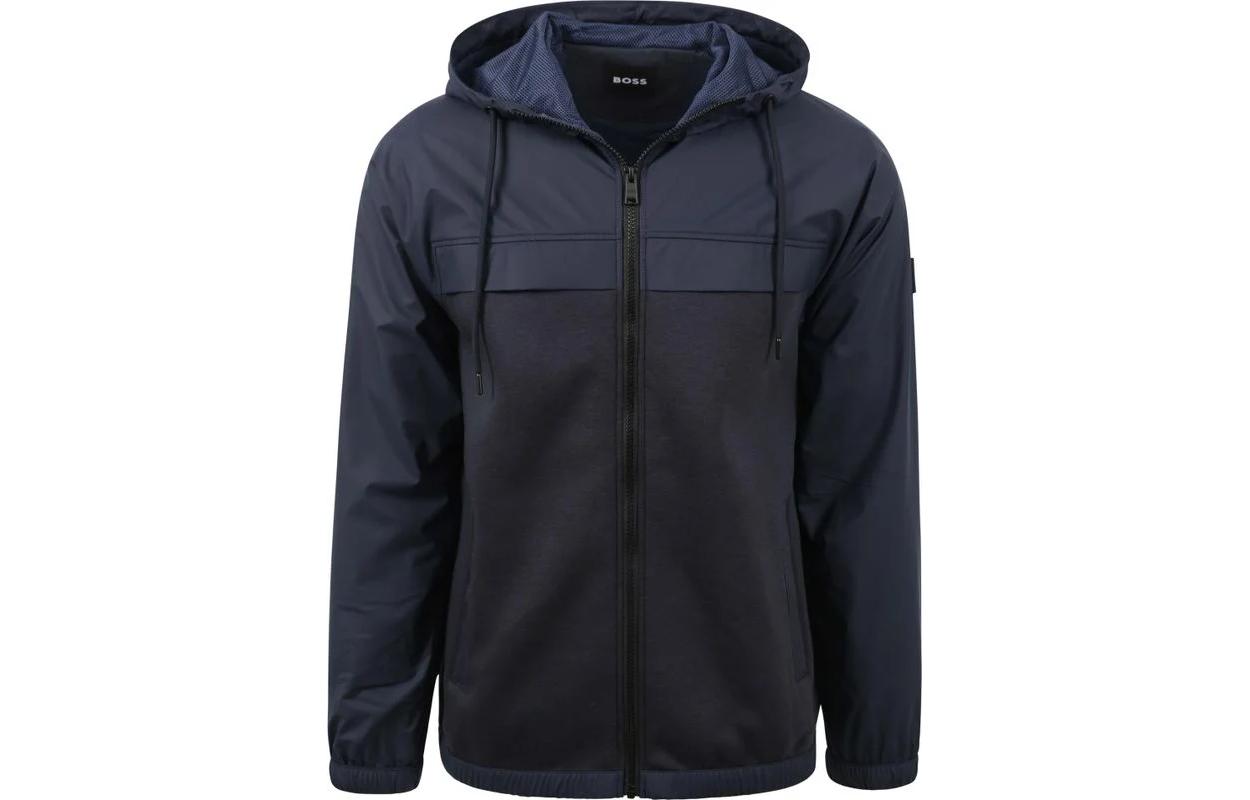 HUGO BOSS  Logo Patch Hooded Zip-Up Jacket Deep Blue 50494689-404