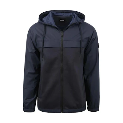 HUGO BOSS Logo Patch Hooded Zip-Up Jacket Deep Blue 50494689-404