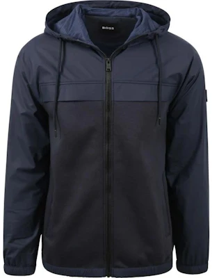 HUGO BOSS Logo Patch Hooded Zip-Up Jacket Deep Blue 50494689-404 Order HUGO BOSS Logo Patch Hooded Zip-Up Jacket Deep Blue 50494689-404