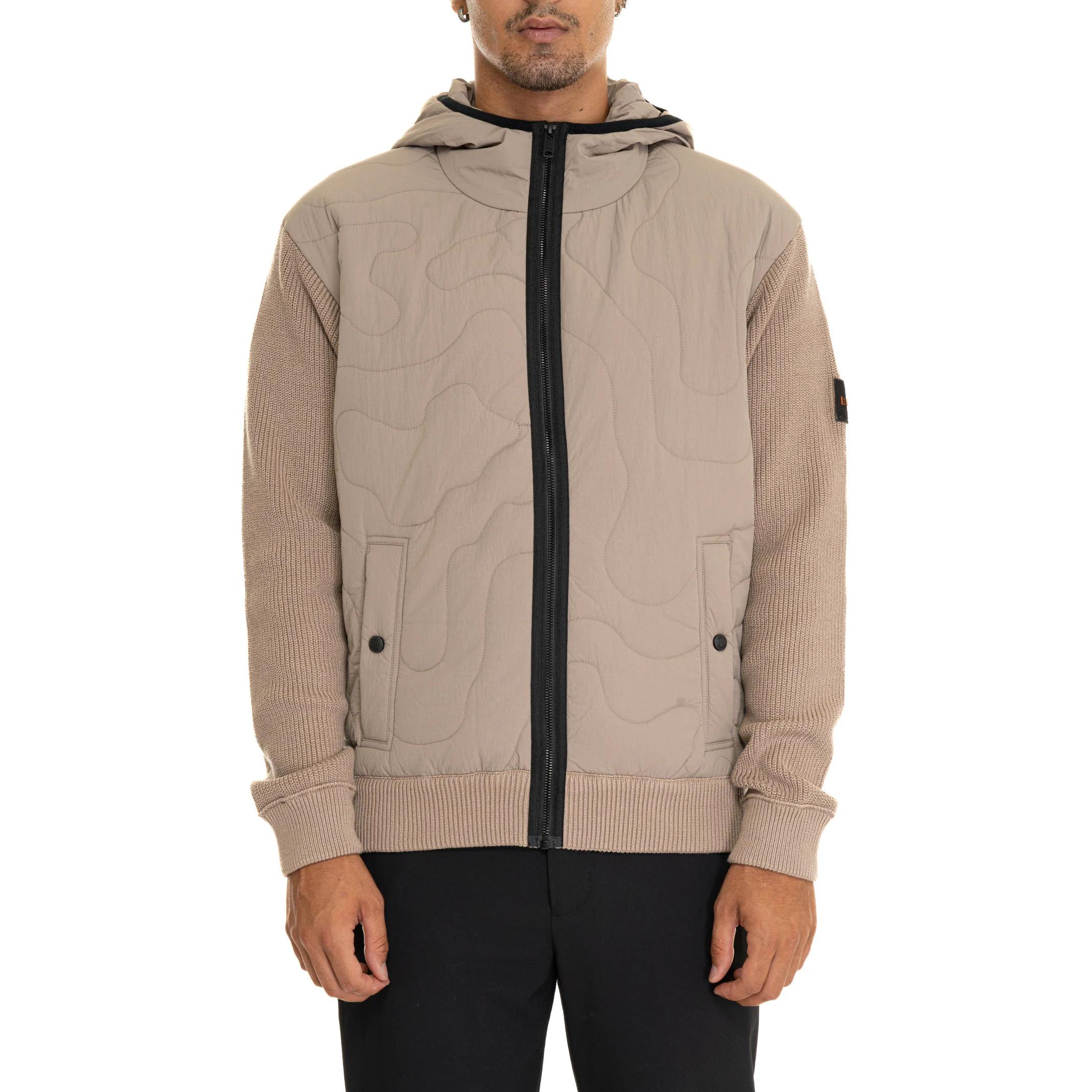 HUGO BOSS  Logo Print Zip-Up Hoodie Jacket in Light Brown. 50516886-246