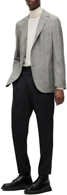 HUGO BOSS Blazer Loose Fit Kotak-Kotak Single-Breasted Abu-Abu Gelap. 50485716-001 Lookbook HUGO BOSS Blazer Loose Fit Kotak-Kotak Single-Breasted Abu-Abu Gelap. 50485716-001