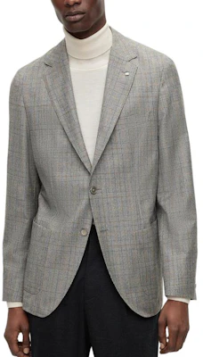 HUGO BOSS Blazer Loose Fit Kotak-Kotak Single-Breasted Abu-Abu Gelap. 50485716-001 Purchase HUGO BOSS Blazer Loose Fit Kotak-Kotak Single-Breasted Abu-Abu Gelap. 50485716-001