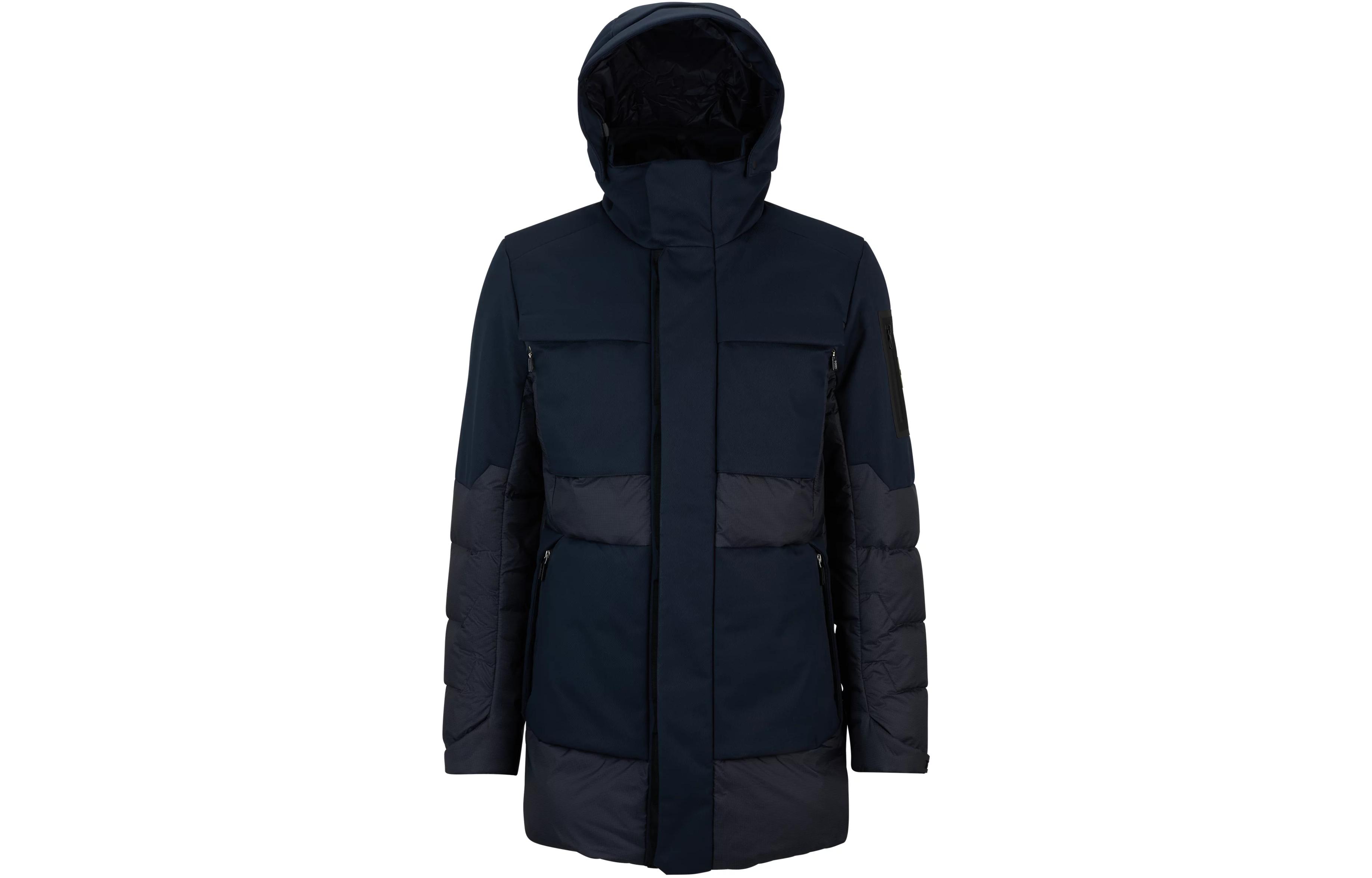 HUGO BOSS  Mixed-Material Down Jacket with Detachable Hood - Navy. 50501608-402