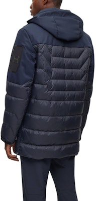 HUGO BOSS 混合材質可拆帽羽絨外套 - 海軍藍 50501608-402 Shop HUGO BOSS 混合材質可拆帽羽絨外套 - 海軍藍 50501608-402