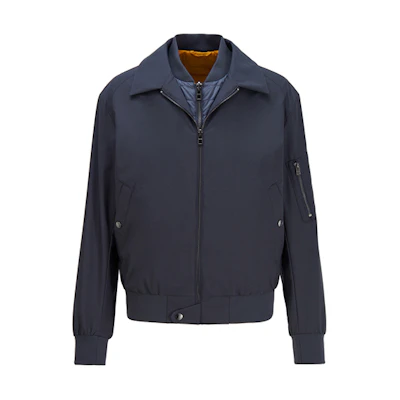 HUGO BOSS Navy Blue Detachable Cotton Long Sleeve Jacket 50427837-406
