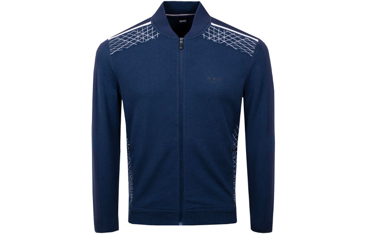 Order HUGO BOSS 深藍幾何圖案針織毛衣 50427756-410