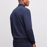 Shop HUGO BOSS 海軍藍字母印花全拉鍊外套 50493812-402