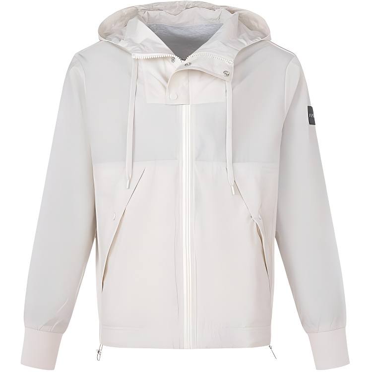 HUGO BOSS  Off-White Colorblock Hooded Zip Jacket with Drawstrings. 50471726-131