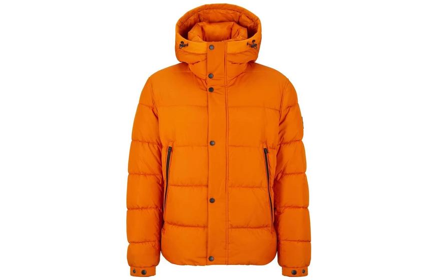 HUGO BOSS  Orange Solid Quilted Hooded Jacket 50477925-890