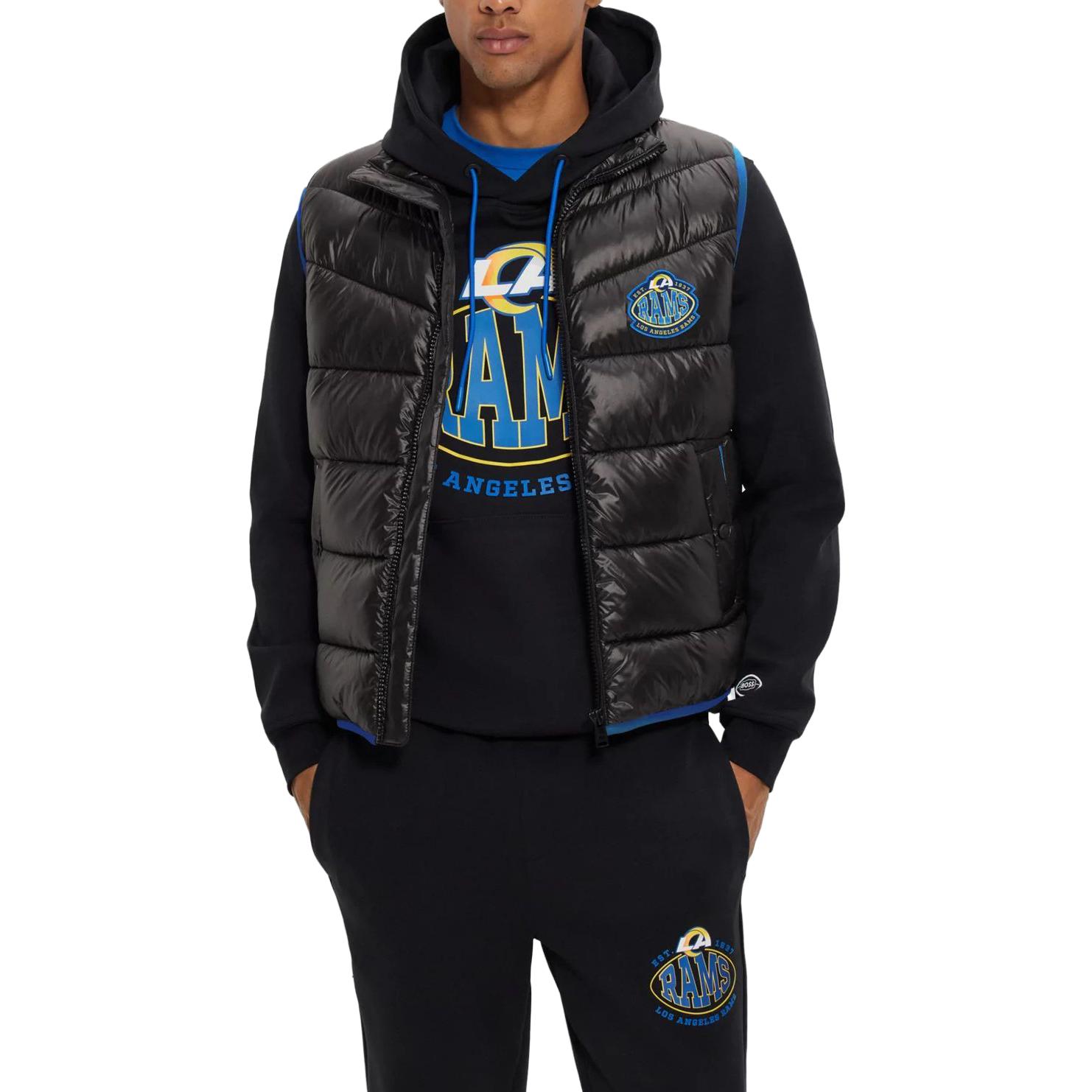 Shop ヒューゴボス プレーン ジップアップ ベスト ブラックカラー. 50505930-003