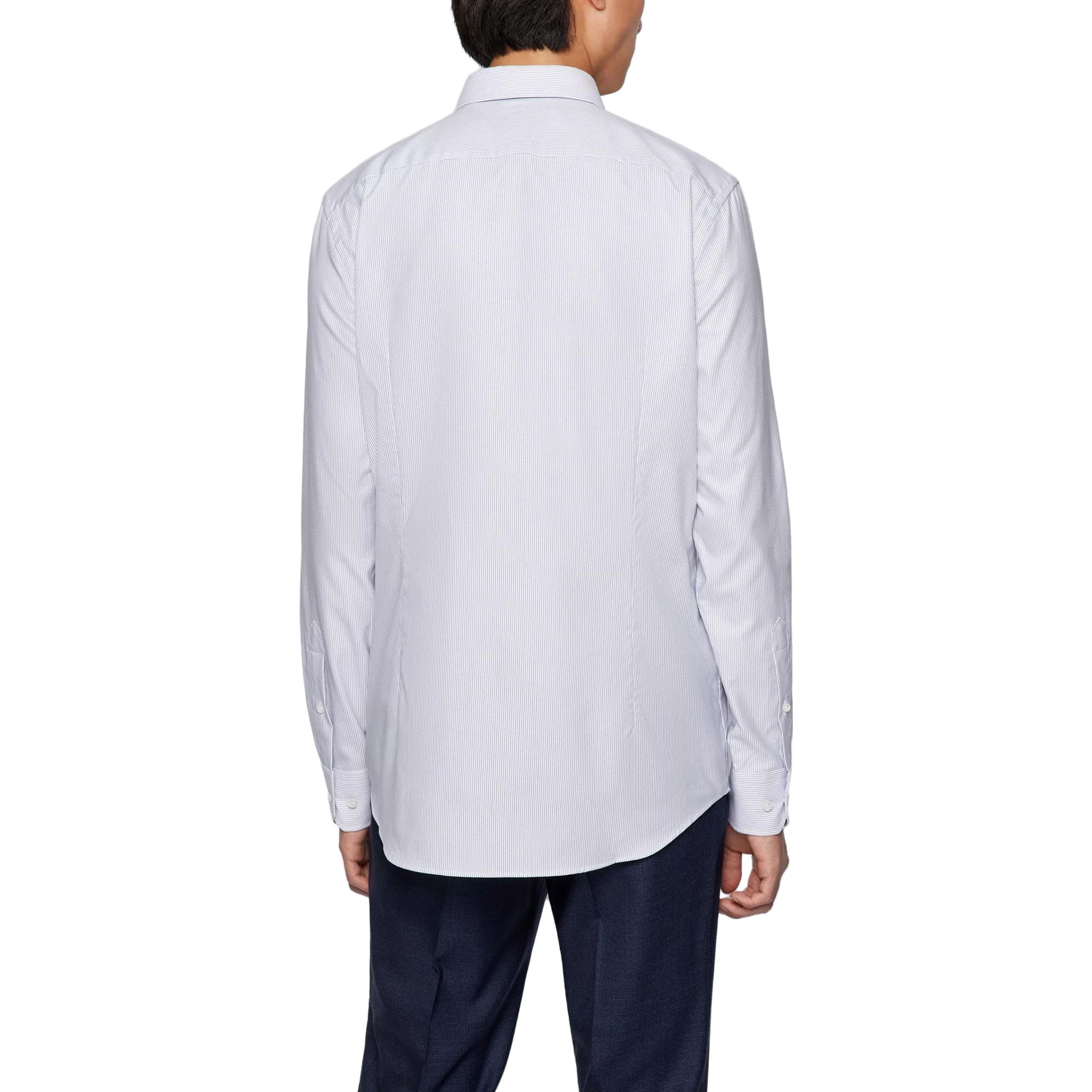 Shop HUGO BOSS  Polka Dot Loose Fit Point Collar Long Sleeve Shirt Blue 50464836-420