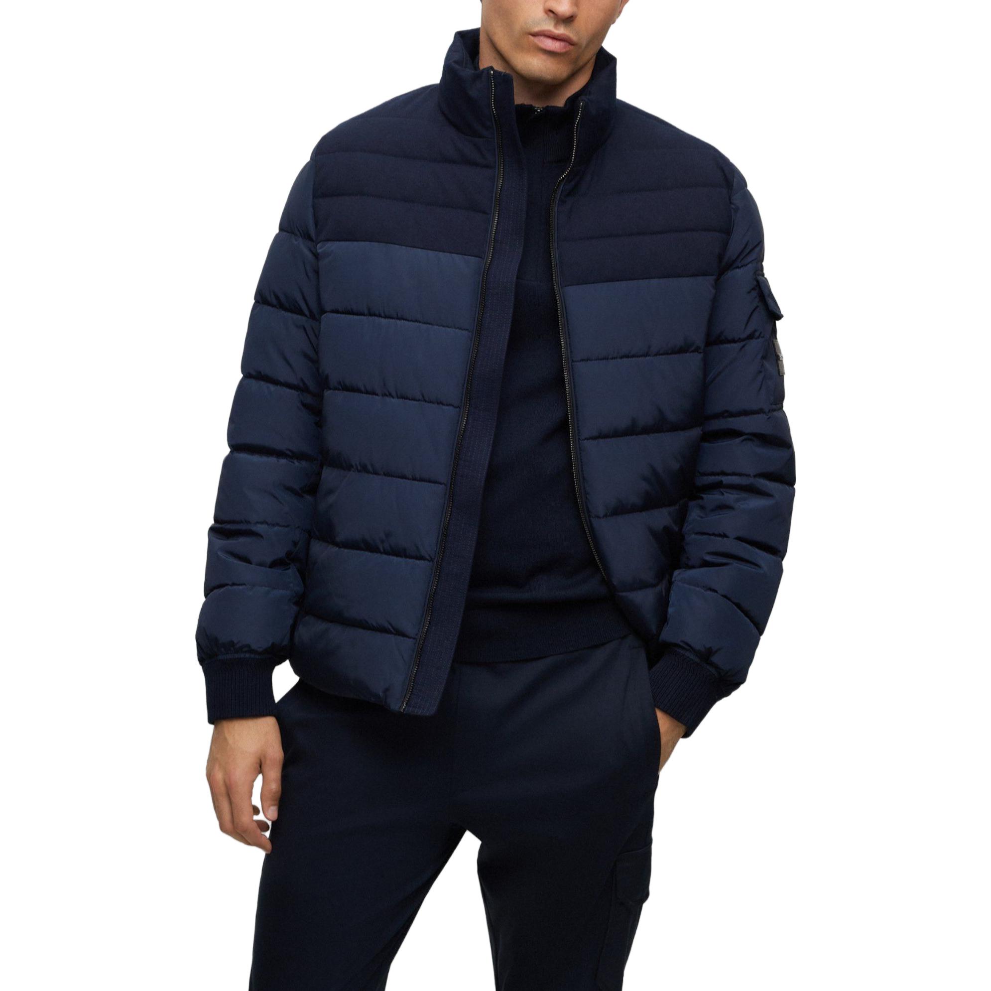 HUGO BOSS  Quilted Zip-Up Stand Collar Jacket in Navy 50499796-404 圖 5