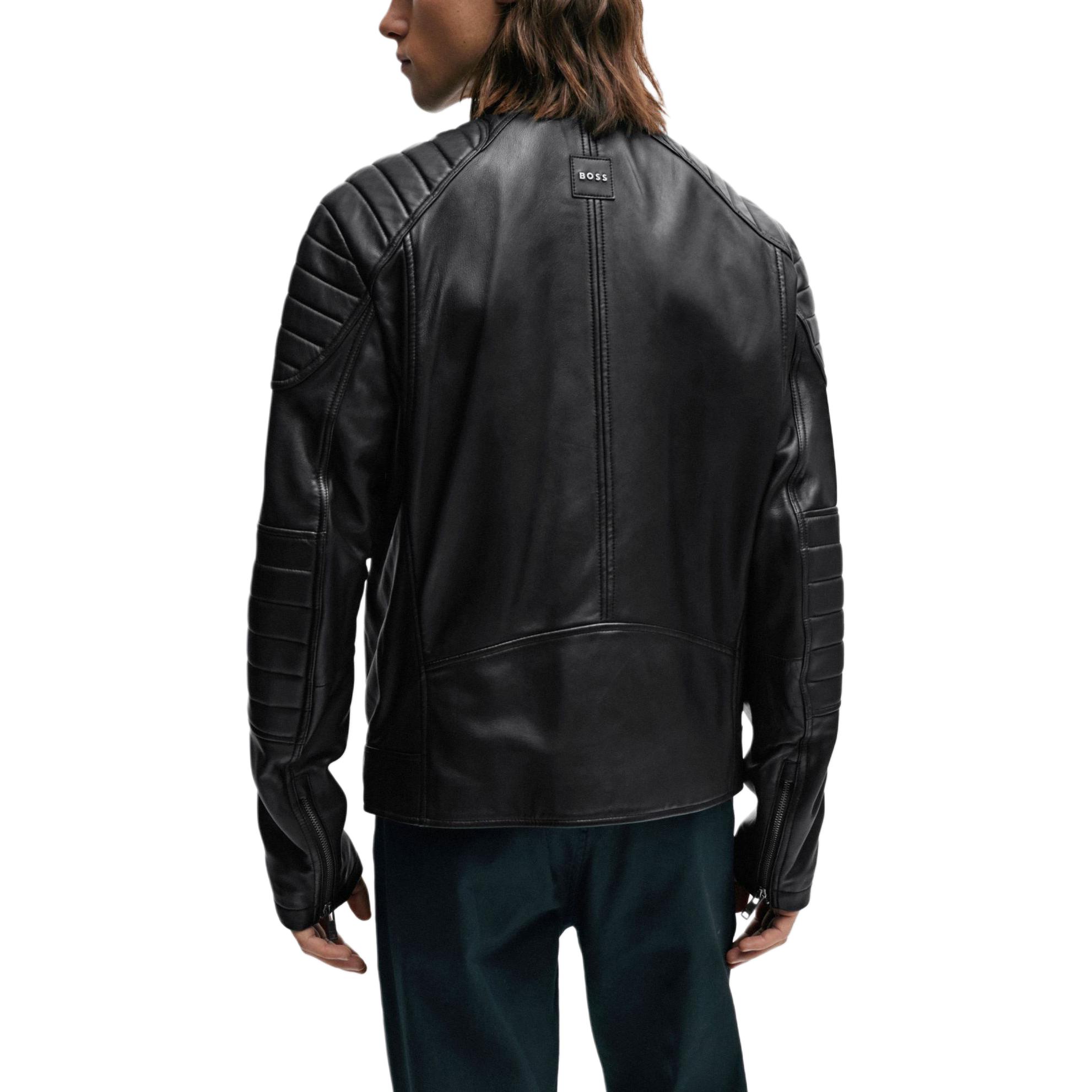 HUGO BOSS  Regular-Fit Black Lamb Leather Quilted Jacket with Zip-Up Collar. 50504104-001 圖 4