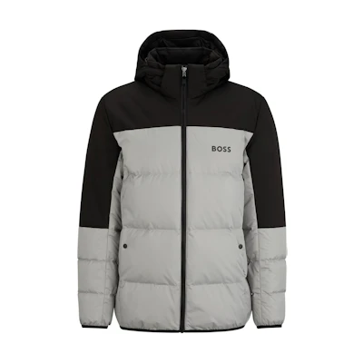 HUGO BOSS Regular-Fit Water-Repellent Down Jacket with Logo Detail - Grey. 50497558-063