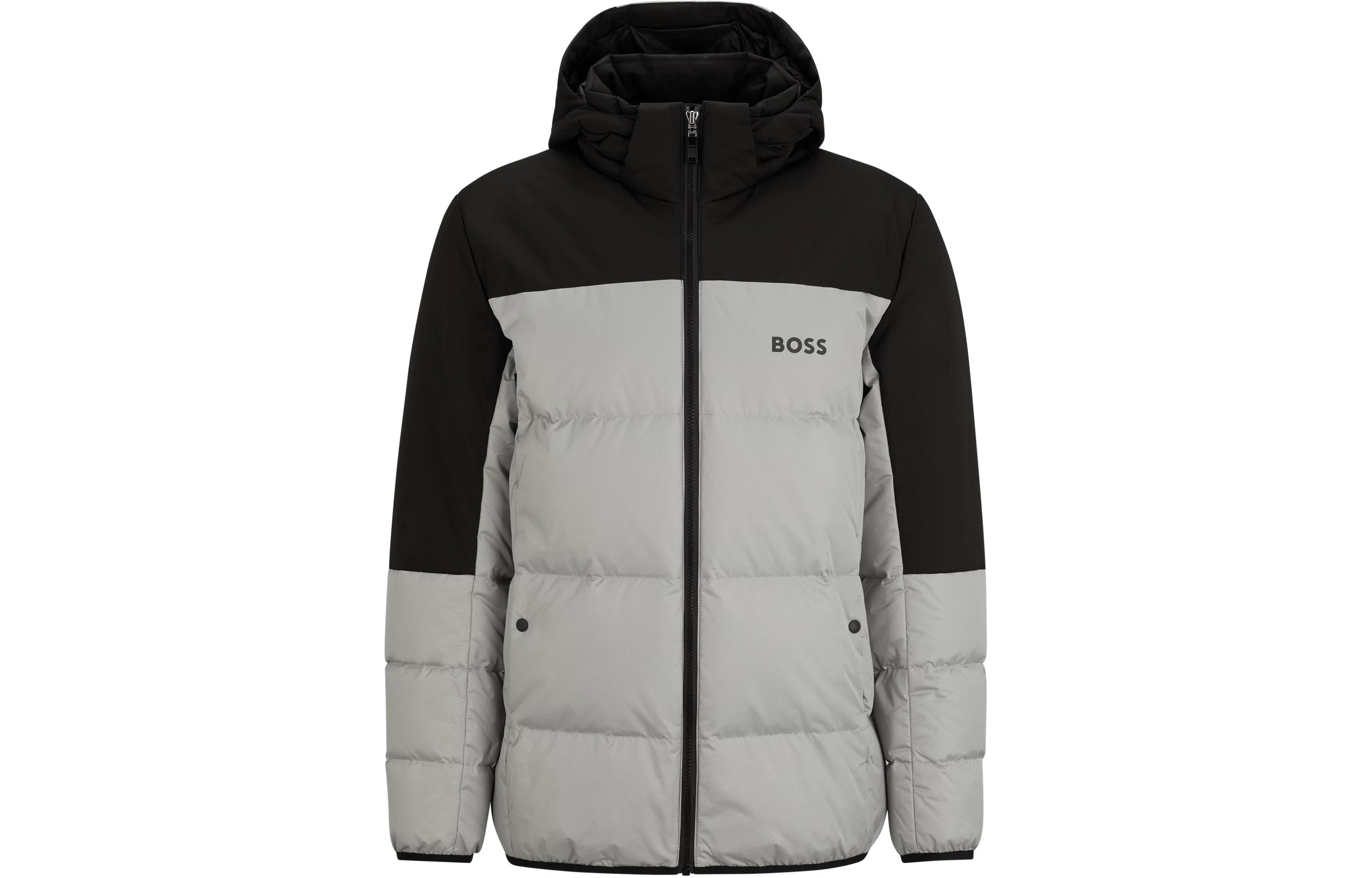 Order HUGO BOSS Jaket Down Tahan Air Regular-Fit dengan Logo - Kelabu. 50497558-063