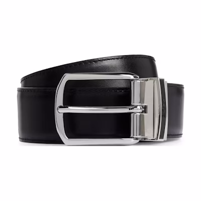 HUGO BOSS Reversible Black Leather Belt 3.5CM Pin Buckle. 50522883