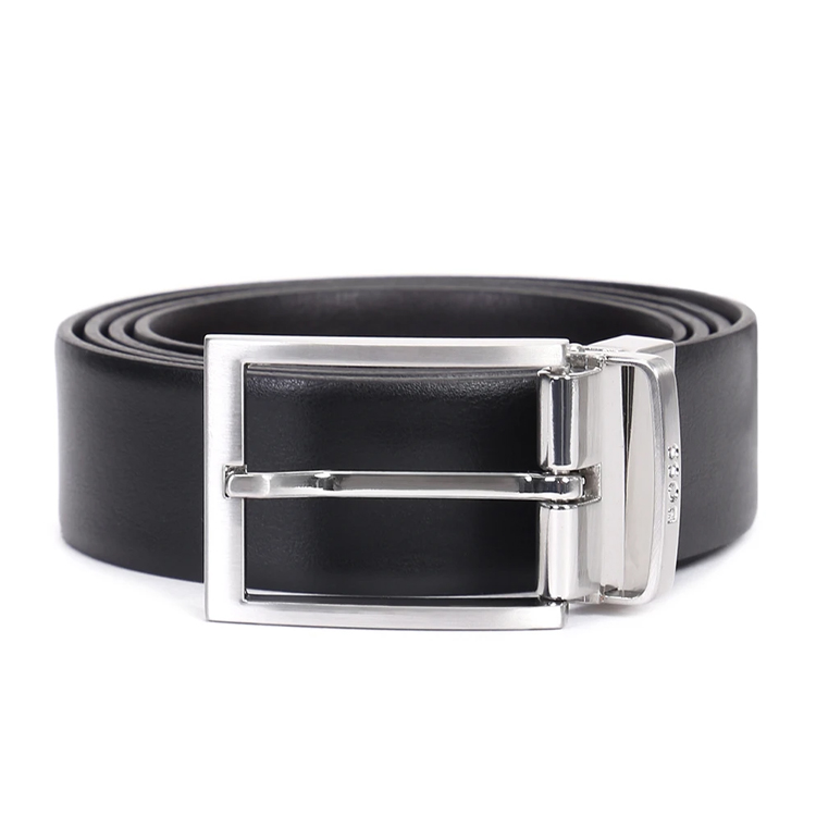 Shop HUGO BOSS  Reversible Italian Leather Belt with Classic Logo Buckle. 50471845-002