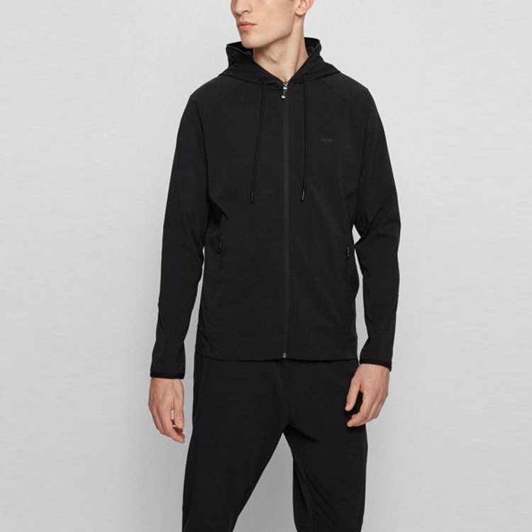 Shop HUGO BOSS  Slim-Fit Hoodie Jacket with Letter Print. 50447863-001