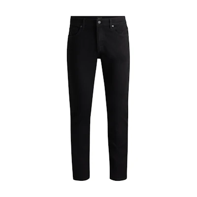 HUGO BOSS Slim-Fit Low-Rise Black Denim Jeans with Zipper Closure. 50520837-003