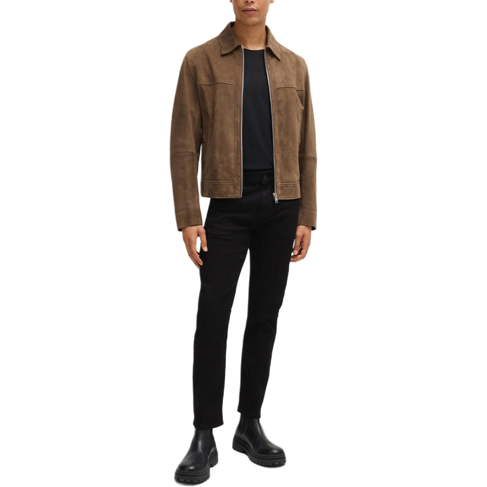 Lookbook HUGO BOSS 修身低腰黑色牛仔褲 拉鍊設計 50520837-003