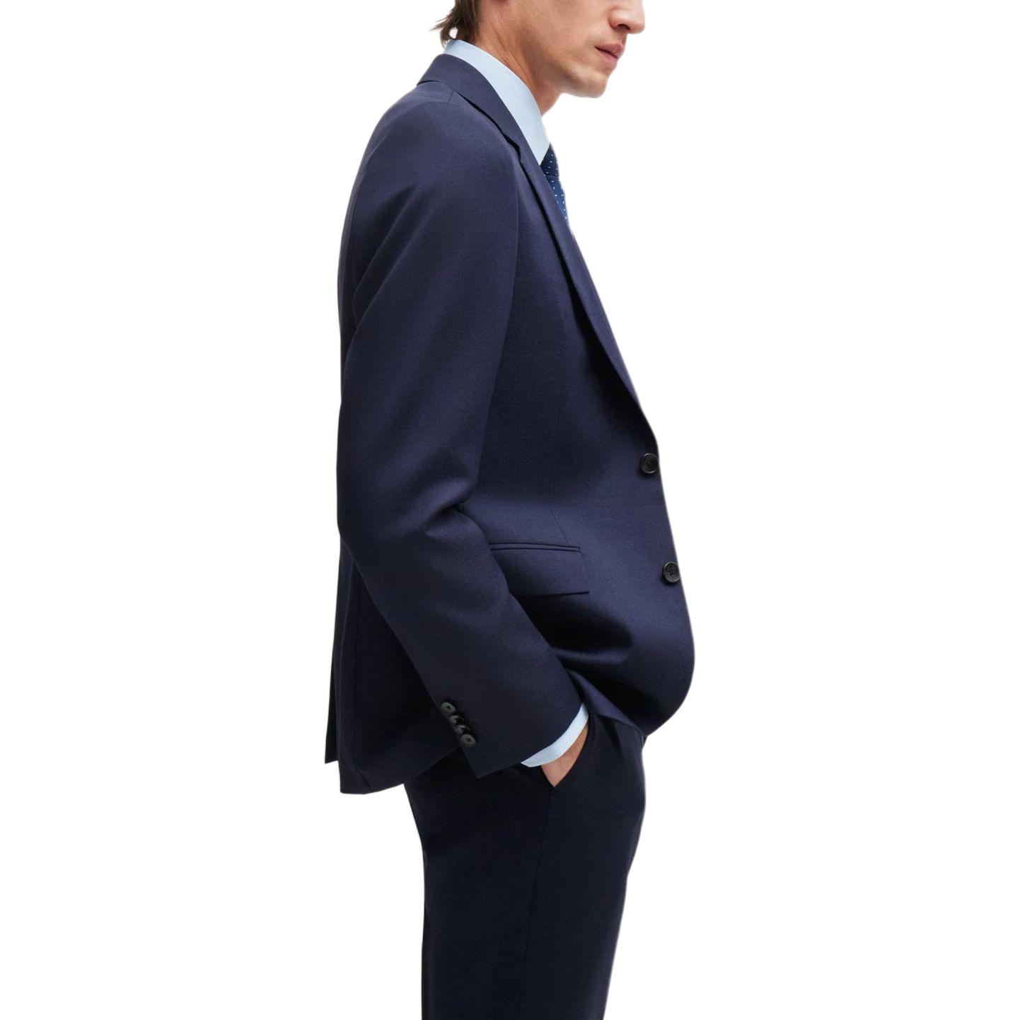 Sizing Traje HUGO BOSS Slim-Fit de Lana Virgen con Microdiseño - Azul Oscuro 50518120-404