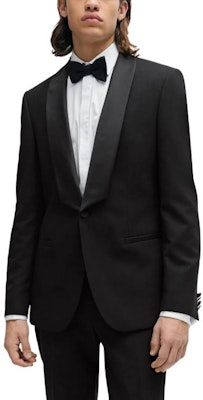 ヒューゴボス スリムフィット ストレッチツイル イブニングスーツ ブラック 1ボタンデザイン 50507120-001 Shop ヒューゴボス スリムフィット ストレッチツイル イブニングスーツ ブラック 1ボタンデザイン 50507120-001