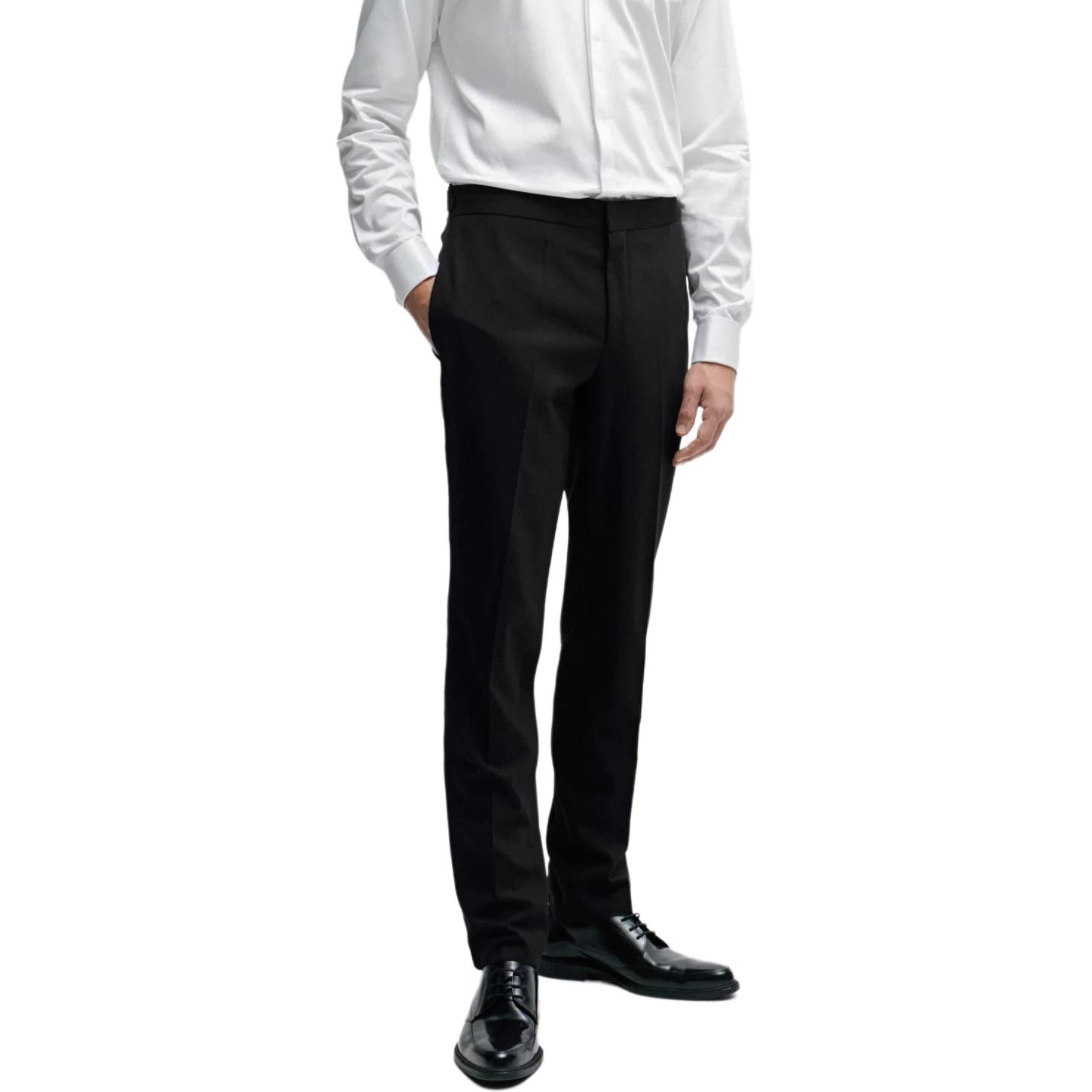 Sizing ヒューゴボス スリムフィット ストレッチツイル イブニングスーツ ブラック 1ボタンデザイン 50507120-001