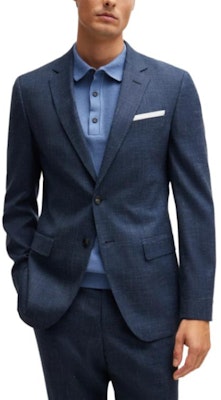 HUGO BOSS 修身版純羊毛亞麻西裝外套 深藍色西裝上衣 50521645-412 Shop HUGO BOSS 修身版純羊毛亞麻西裝外套 深藍色西裝上衣 50521645-412