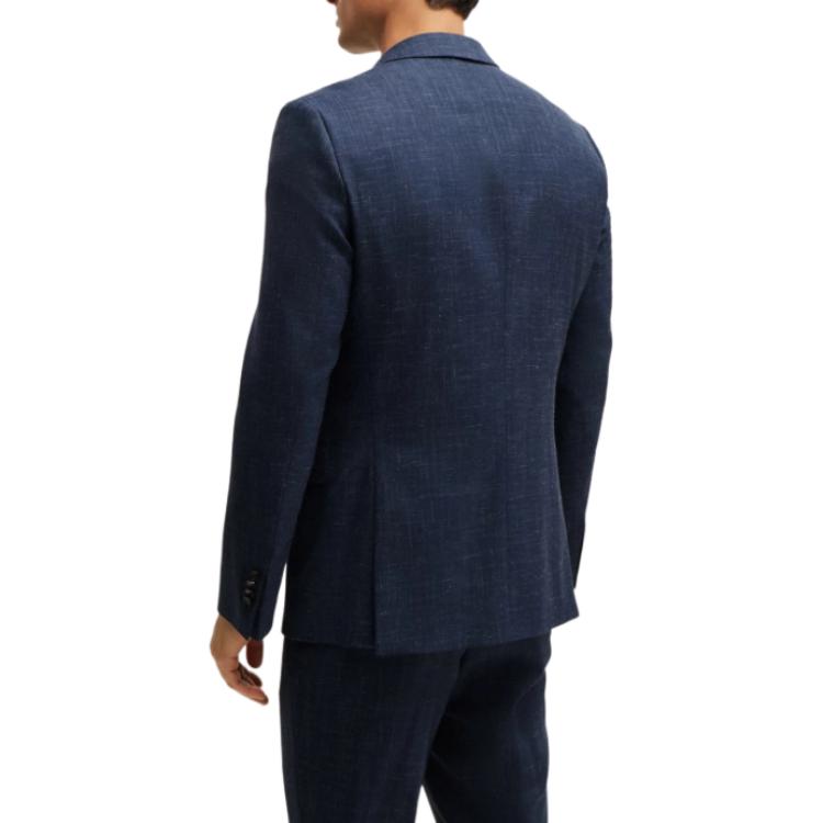 Purchase HUGO BOSS 修身版純羊毛亞麻西裝外套 深藍色西裝上衣 50521645-412