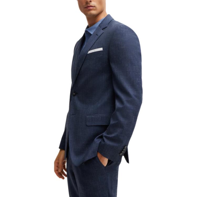 Details for HUGO BOSS 修身版純羊毛亞麻西裝外套 深藍色西裝上衣 50521645-412