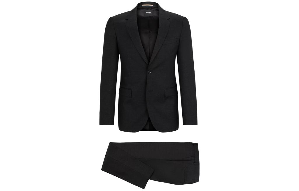 HUGO BOSS  Slim-Fit Virgin Wool Suit Black Micro-Patterned. 50518120-001