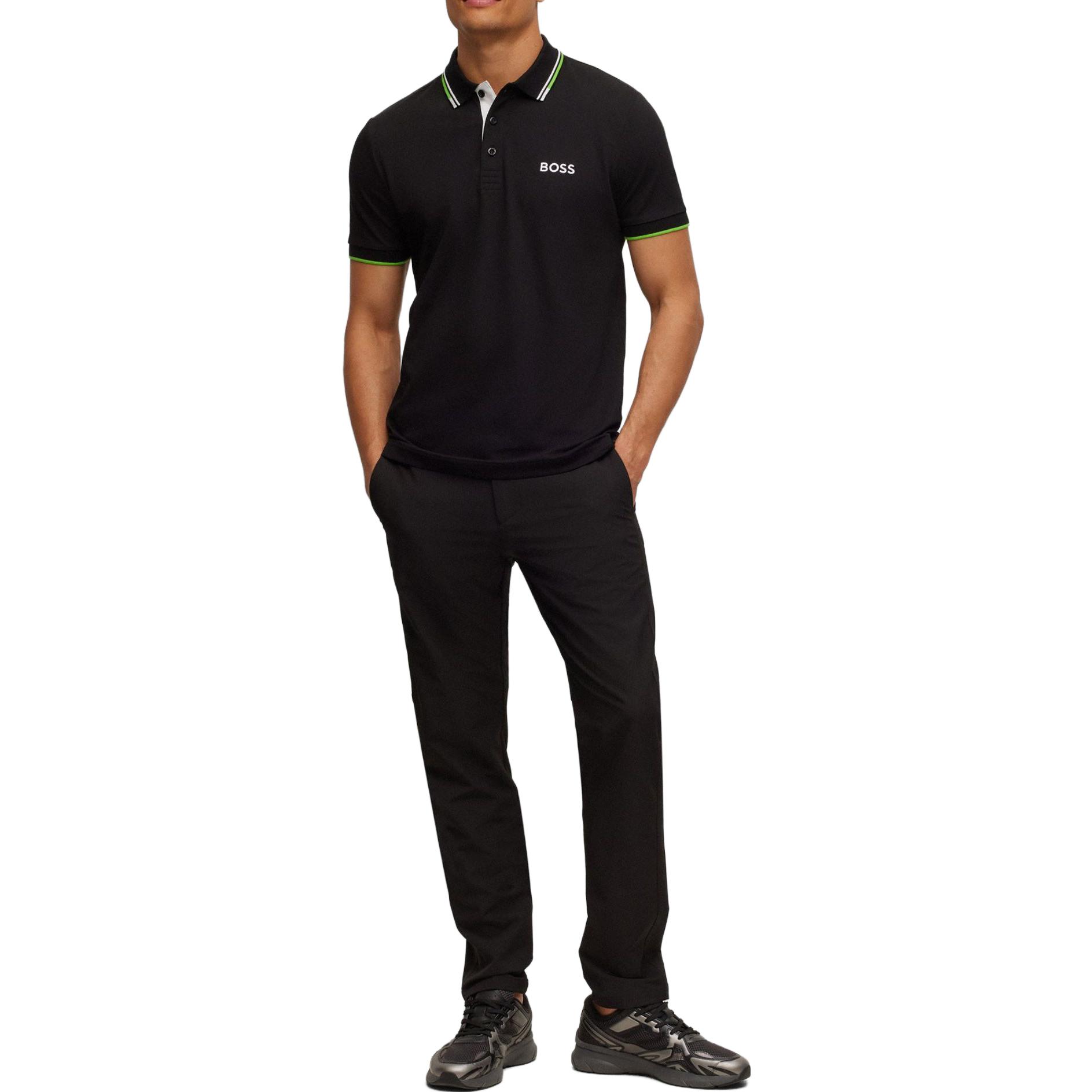 Shop HUGO BOSS  Slim Fit Black Casual Pants with Solid Letter Print. 50495497-001