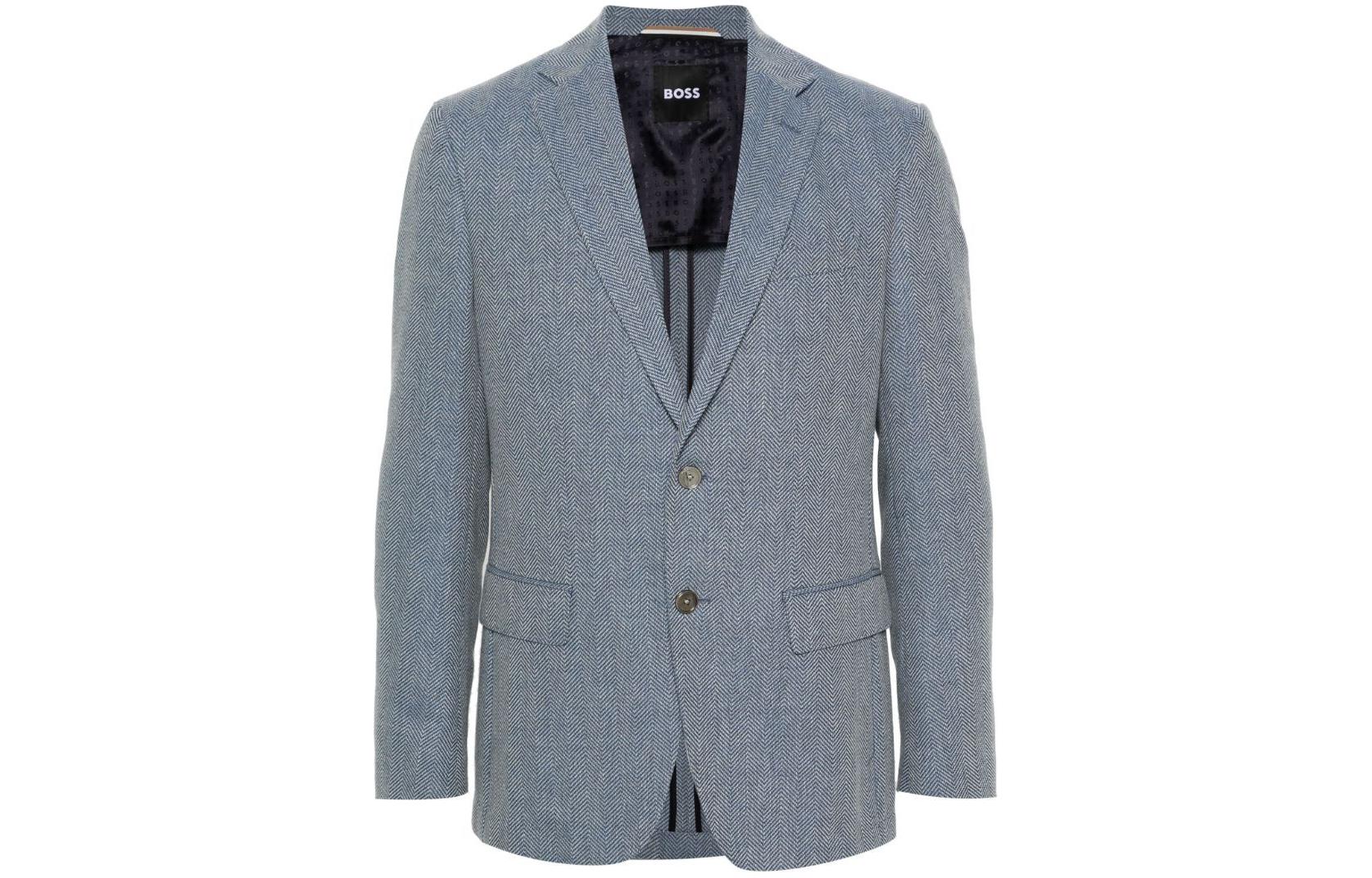 HUGO BOSS  Slim Fit Herringbone Blazer Pink Blue - SS24 Collection 50509504-479 圖 2