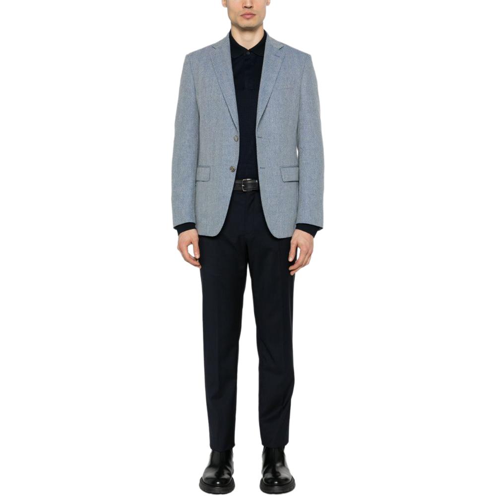 HUGO BOSS  Slim Fit Herringbone Blazer Pink Blue - SS24 Collection 50509504-479 圖 3