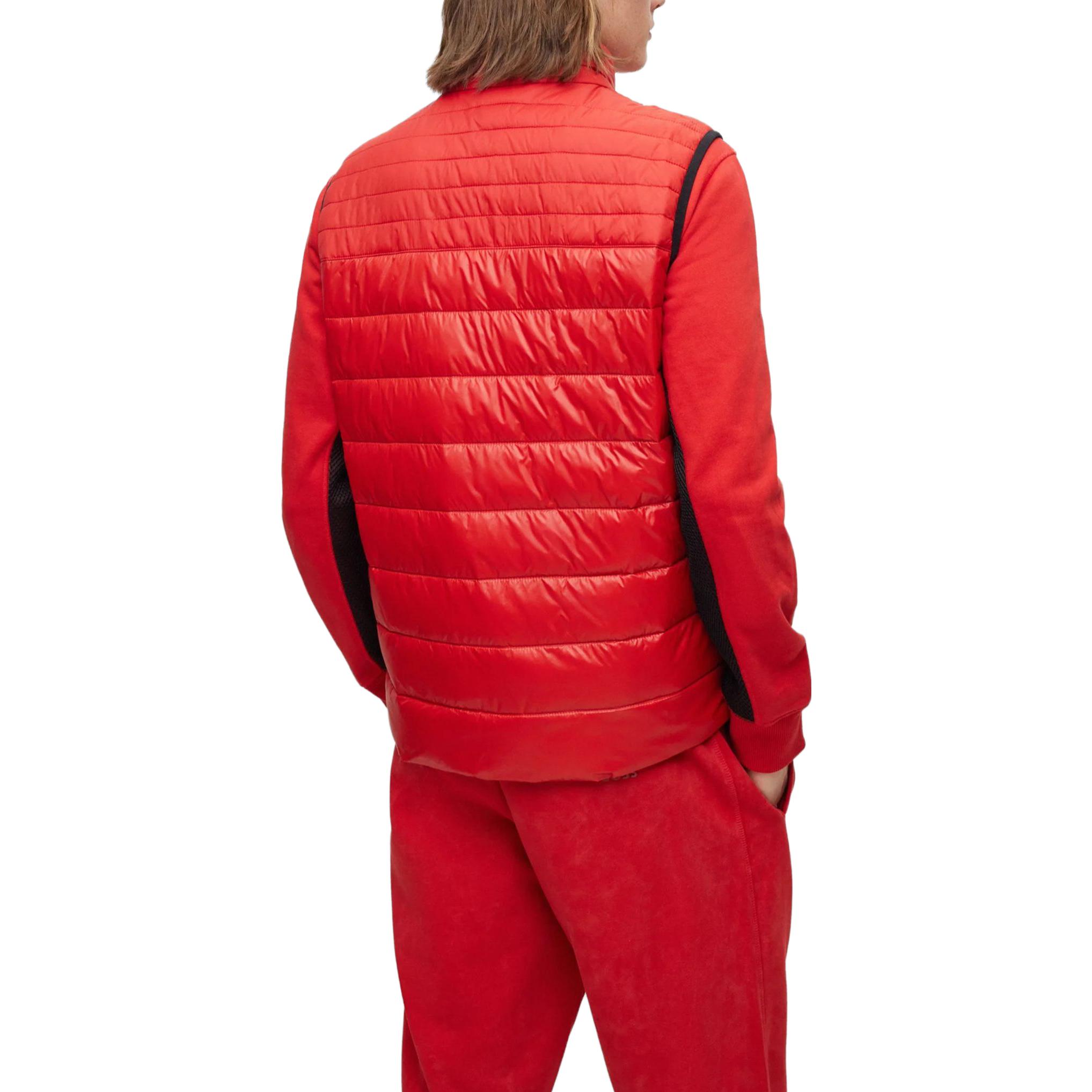 Shop HUGO BOSS  Slim Fit Logo Print Waterproof Jacket Vest - Red 50496725-624