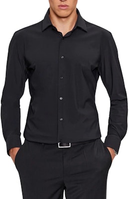 HUGO BOSS Slim Fit Long Sleeve Black Button-Up Shirt. 50503554-001 Lookbook HUGO BOSS Slim Fit Long Sleeve Black Button-Up Shirt. 50503554-001