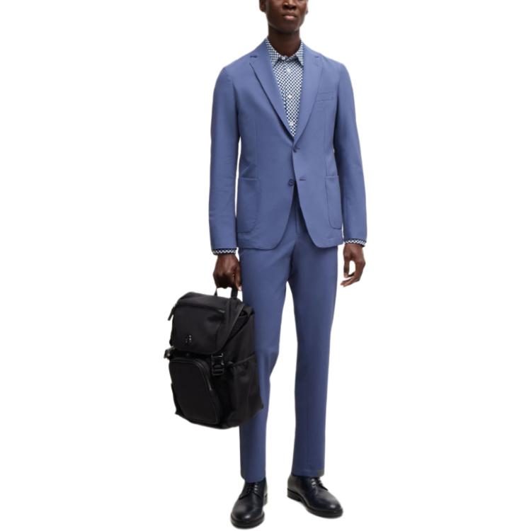 Lookbook HUGO BOSS 修身中腰拉鍊休閒長褲 深藍色 50521593-412