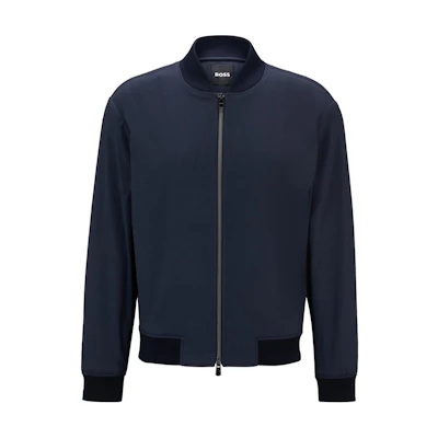 HUGO BOSS Slim Fit Solid Navy Zip-Up Long Sleeve Jacket 50514604-404