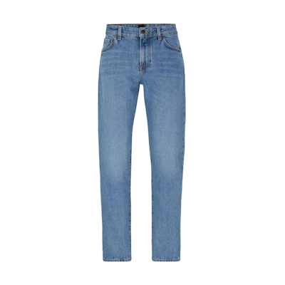 HUGO BOSS Slim Fit Tapered Blue Jeans with Mid-Rise Zipper Design 50496549-451