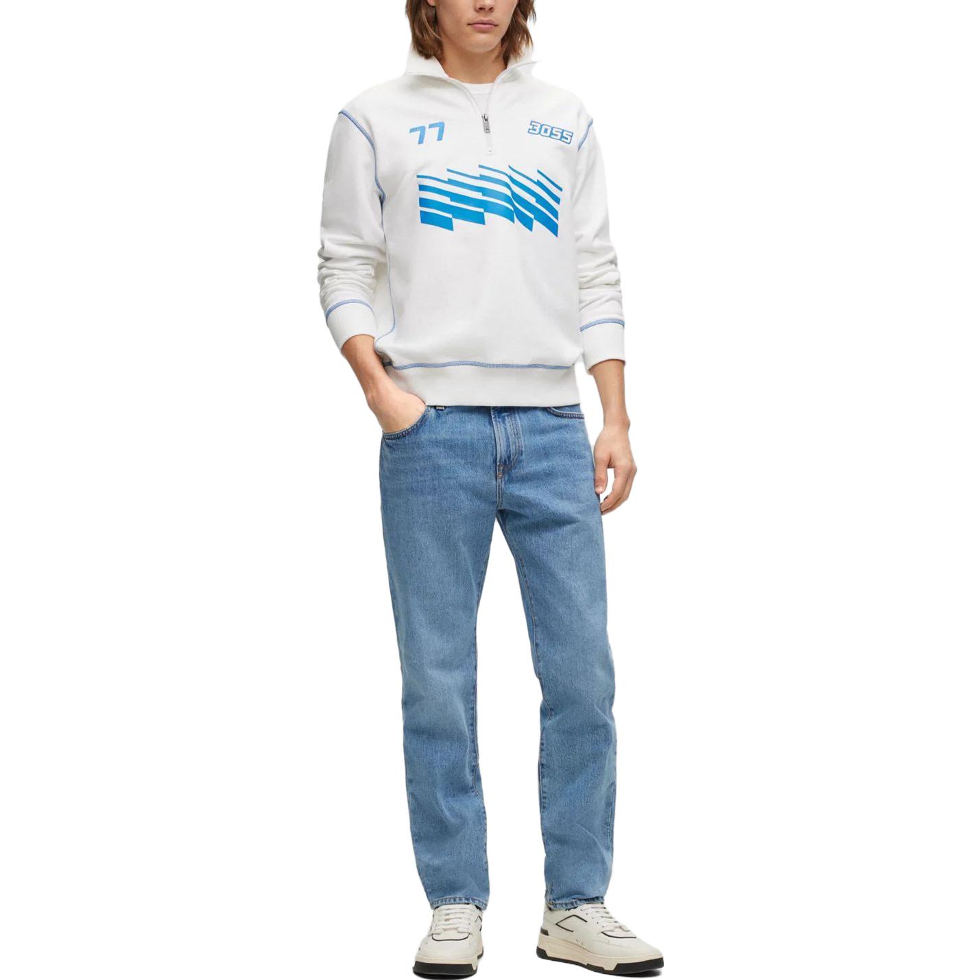 Lookbook HUGO BOSS 修身錐形中腰拉鍊設計藍色牛仔褲 50496549-451