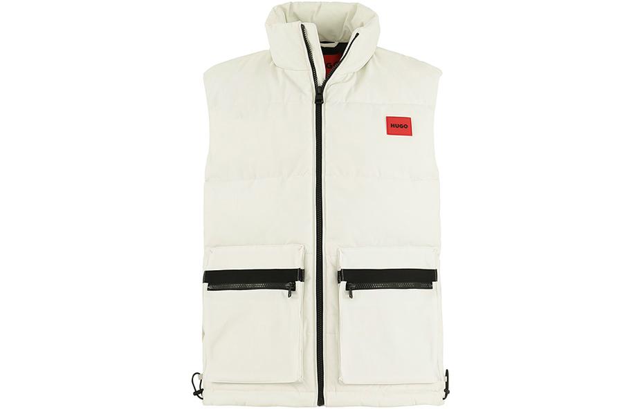 HUGO BOSS  Slim Fit White Cotton Logo Vest with Stand Collar. 50493106-333 圖 2