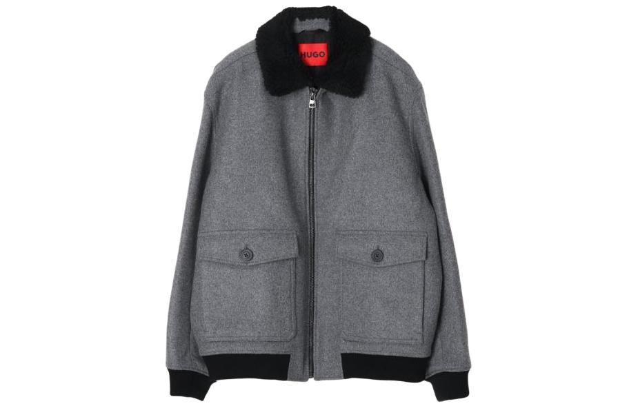 HUGO BOSS  Slim Fit Zip-Up Jacket in Solid Dark Gray Color. 50497093-034 圖 2