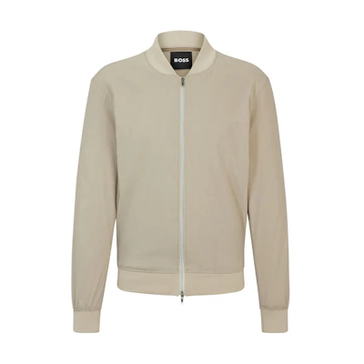 HUGO BOSS Slim Fit Zip-Up Jacket Khaki Baseball Collar Long Sleeve 50514604-255
