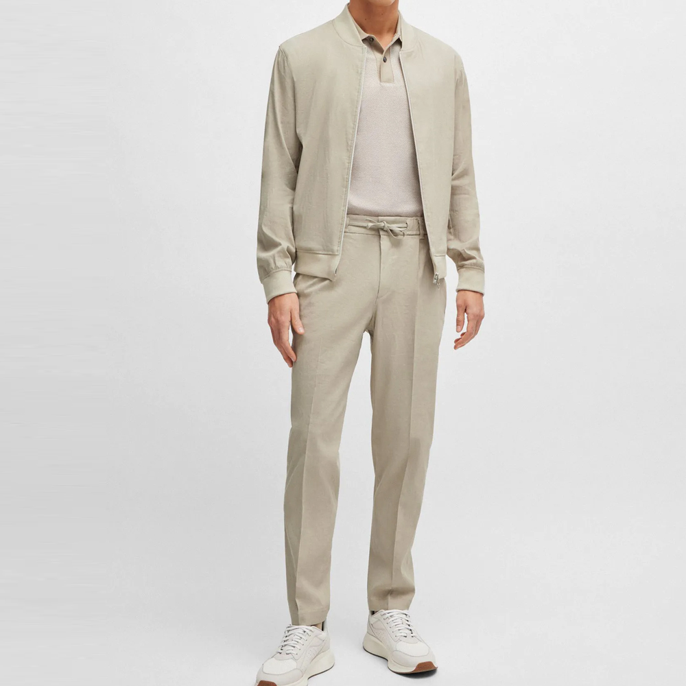 HUGO BOSS  Slim Fit Zip-Up Jacket Khaki Baseball Collar Long Sleeve 50514604-255 圖 3